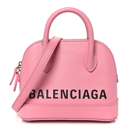 Balenciaga Signature Grained Calfskin Logo XXS Ville Top Handle Bag Rose Bubblegum Black 1 of 12