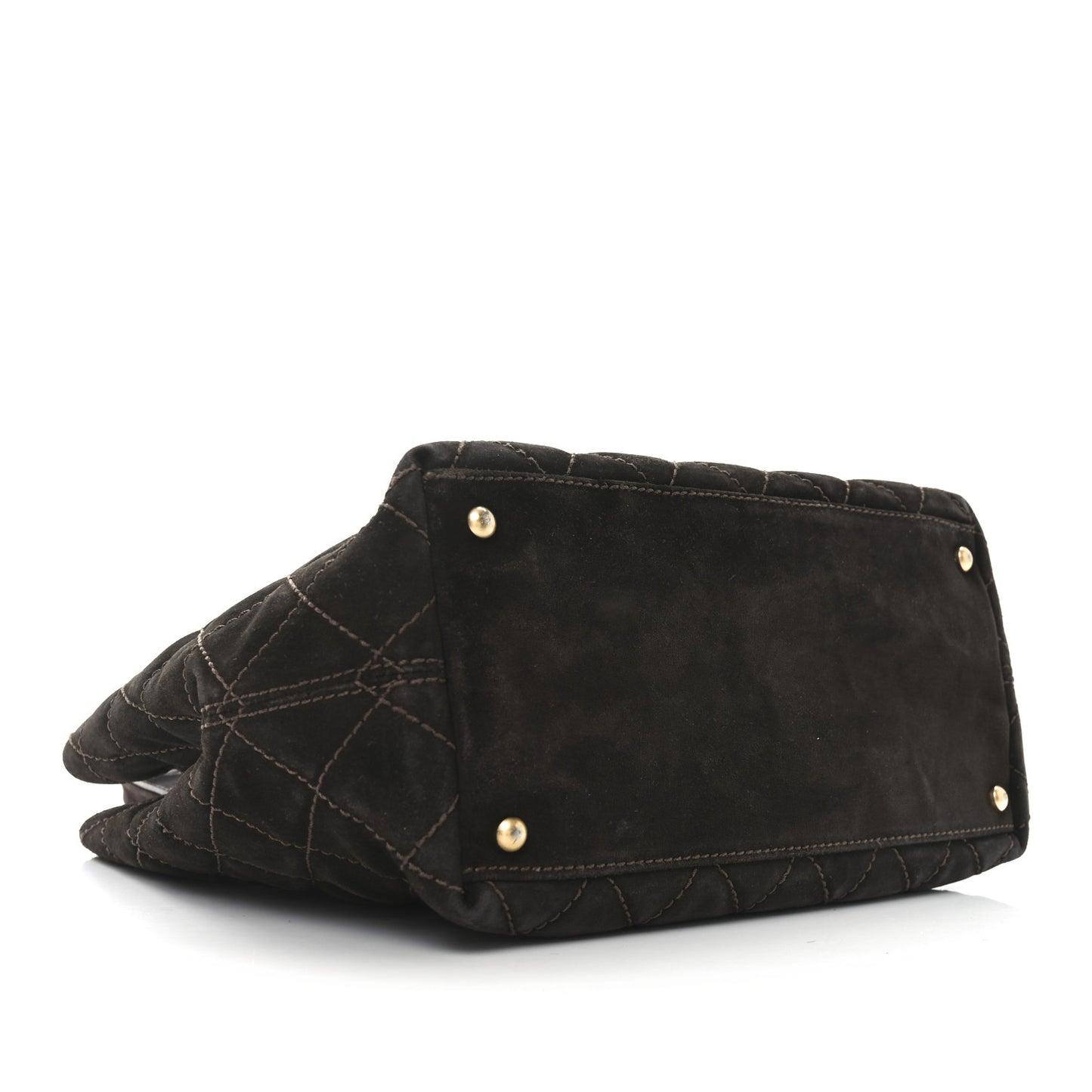Suede Quilted Shopping Tote Brown