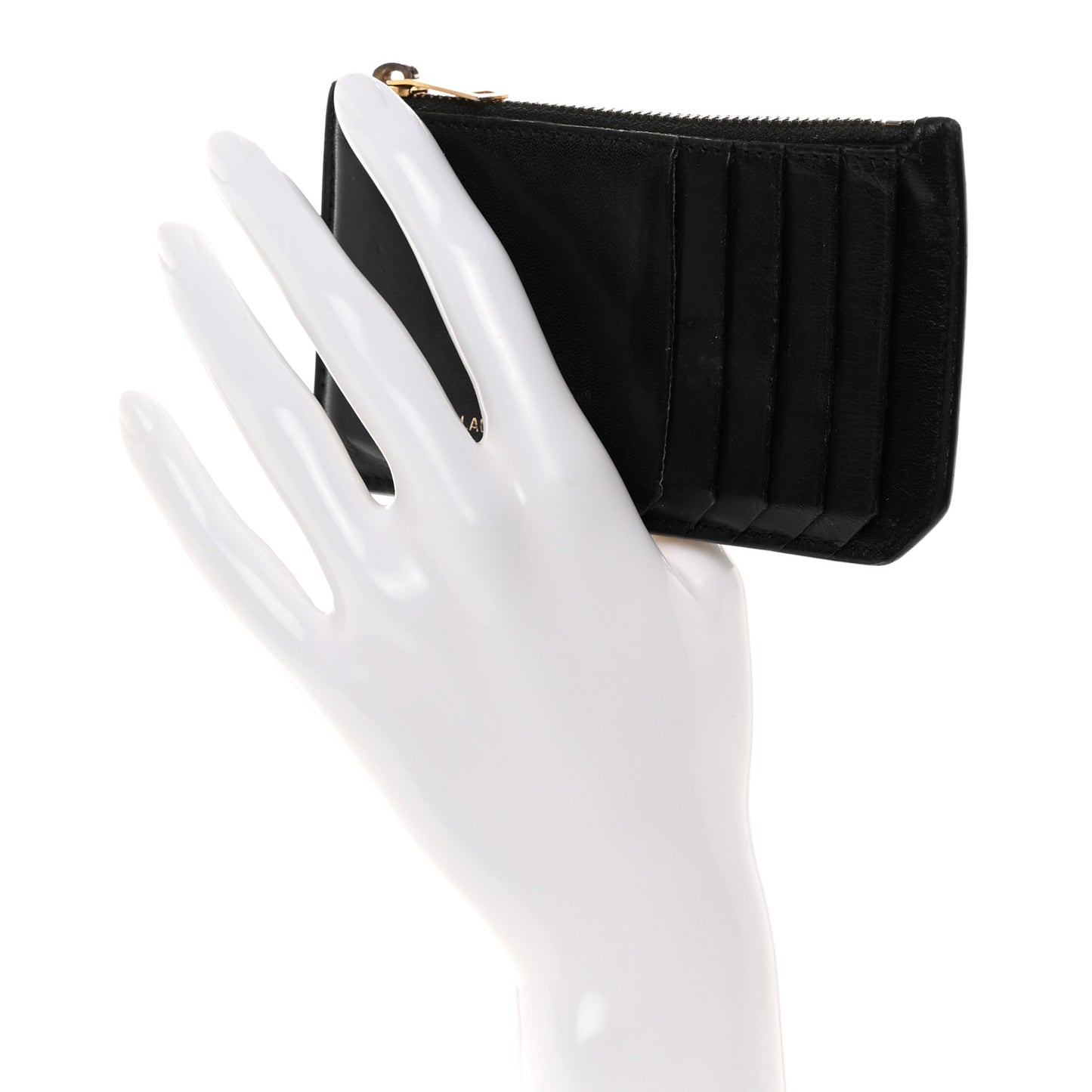 Calfskin 5 Fragments Zip Pouch Card Holder Black
