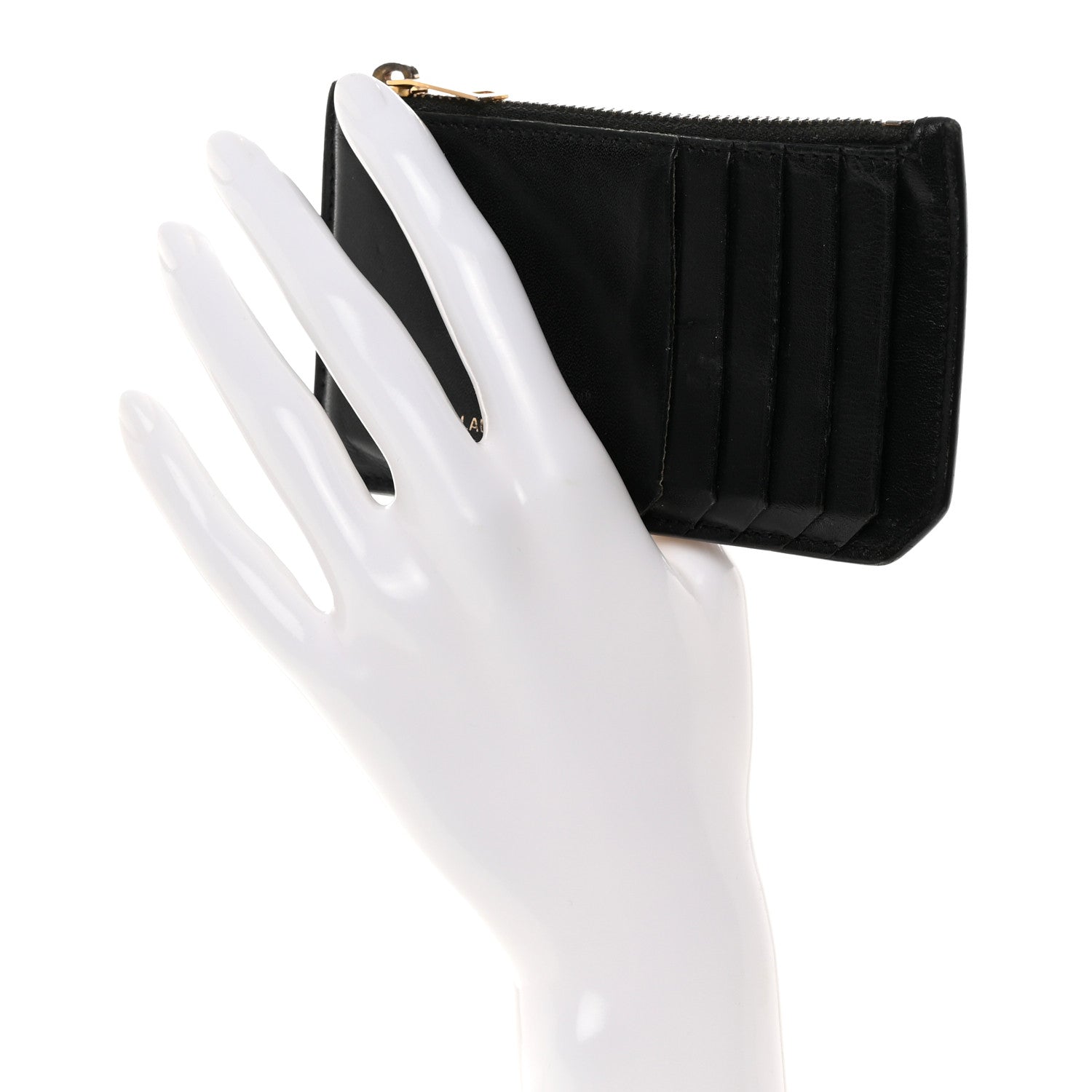 Saint Laurent Calfskin 5 Fragments Zip Pouch Card Holder Black 2 of 17
