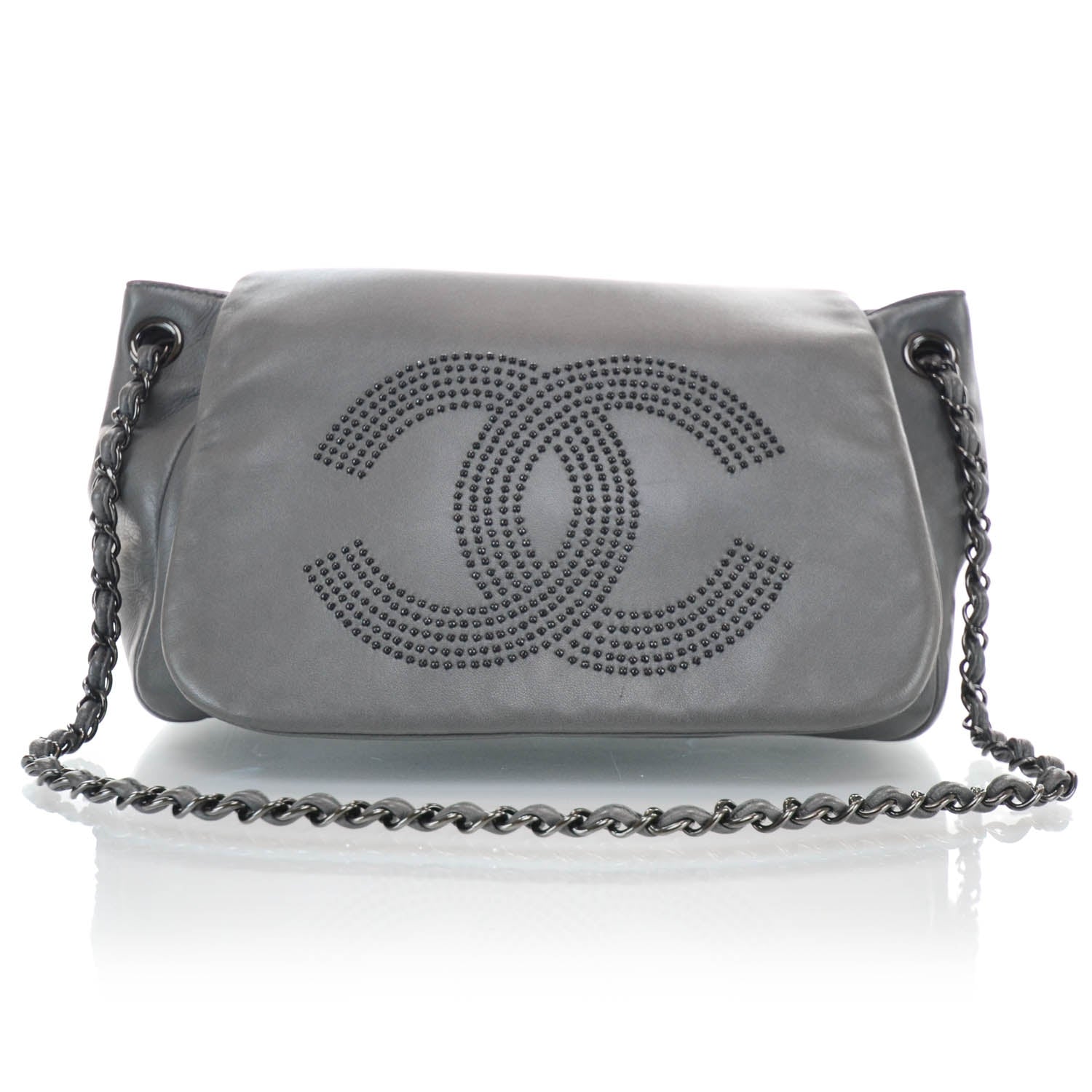 Chanel Lambskin Studded Flap Gray 1 of 10
