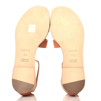 Hermes Calfskin Santorini Sandals 37.5 Rose Bubinga 5 of 9