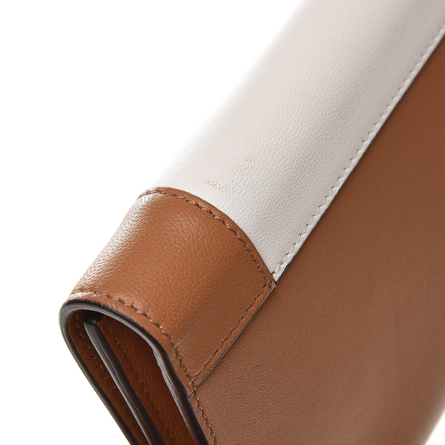 Smooth Lambskin Medium Frame Multifunction Wallet Tan Optic White