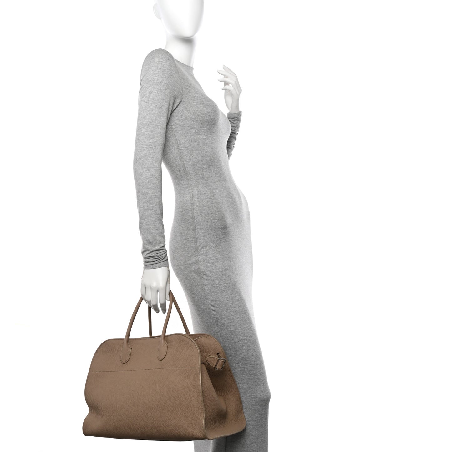 Matte Grained Calfskin Soft Margaux 15 Dark Taupe