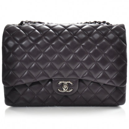 Chanel Lambskin Quilted Maxi Double Flap Plum 1 of 13