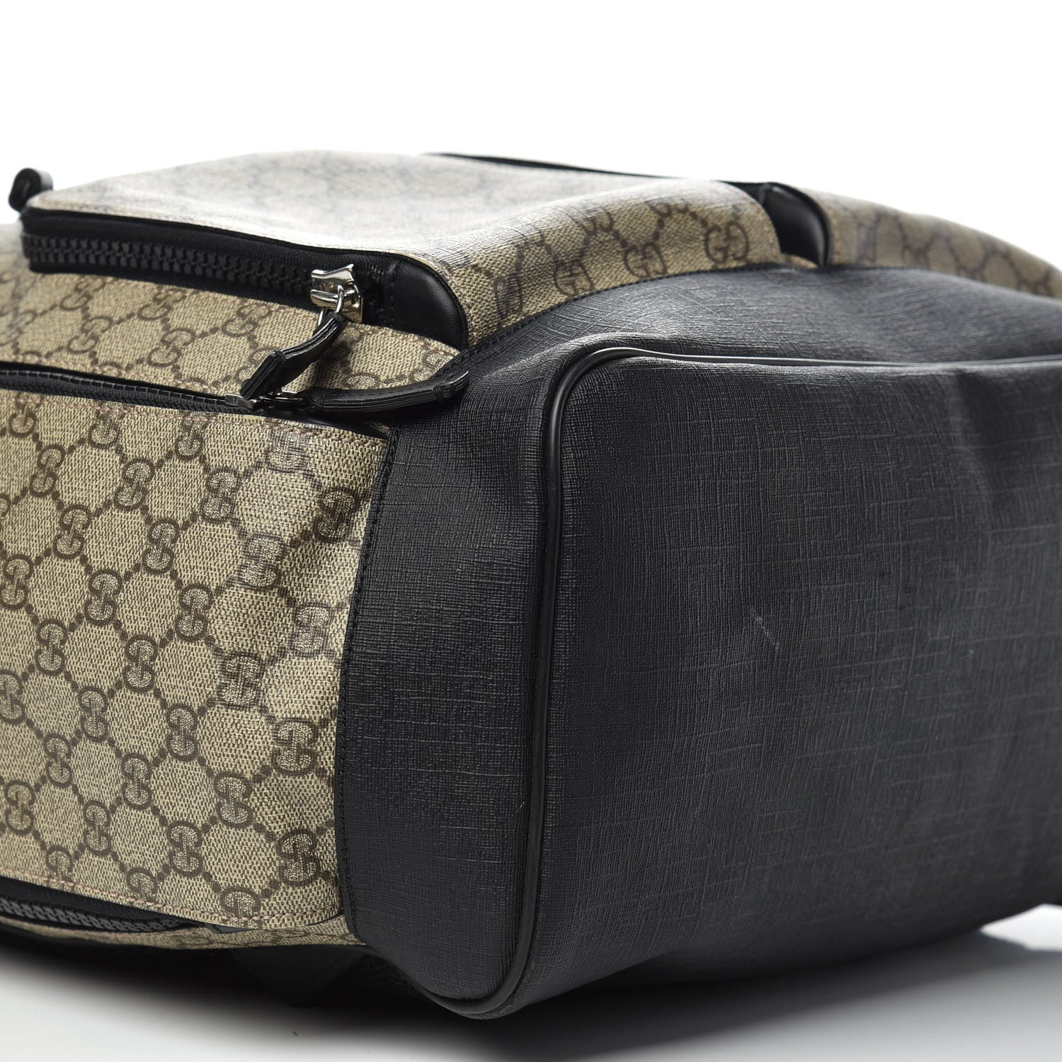 Gucci GG Supreme Monogram Single Buckle Backpack Beige Black 9 of 14