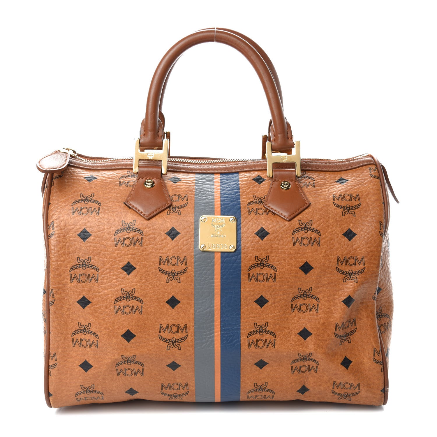 MCM Visetos Dog Bone Boston Bag Cognac 1 of 14
