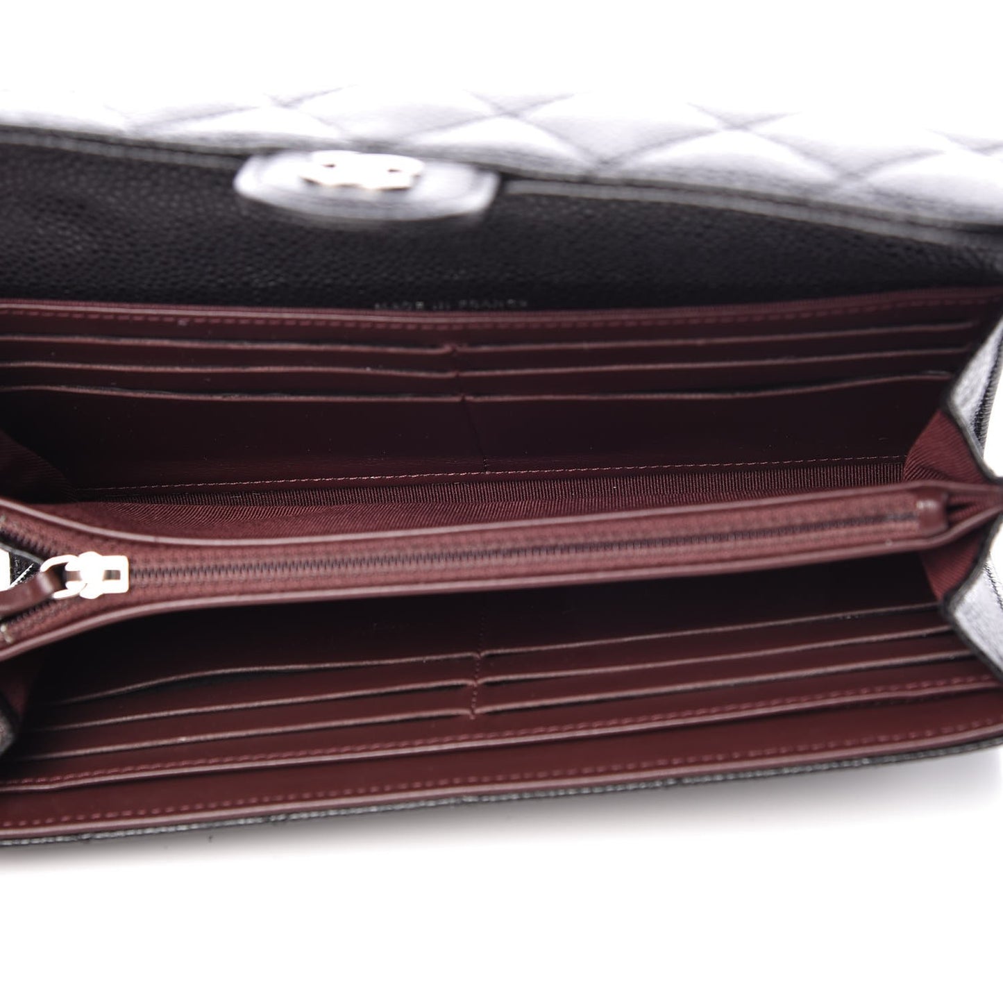 Caviar Quilted Large Gusset Flap Wallet Black