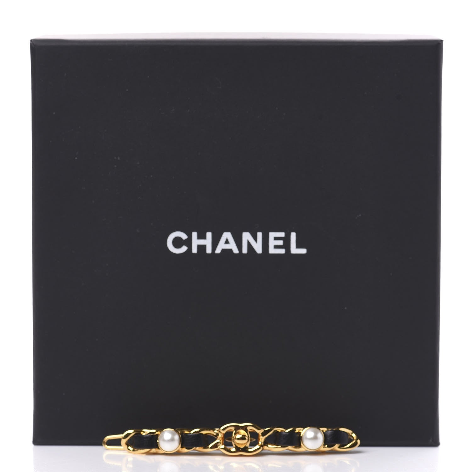 Chanel Pearl Lambskin CC More Is More Hair Clip Black Gold 5 of 5