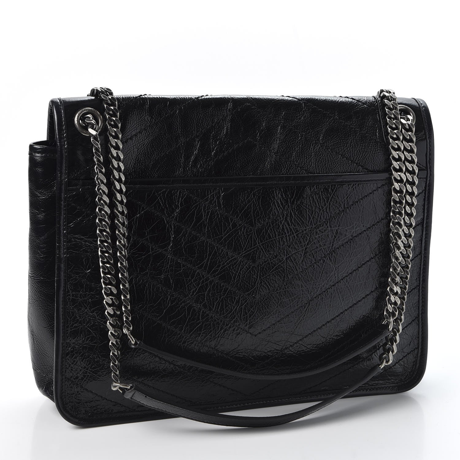 Saint Laurent Crinkled Calfskin Matelasse Monogram Large Niki Chain Satchel Black 2 of 10