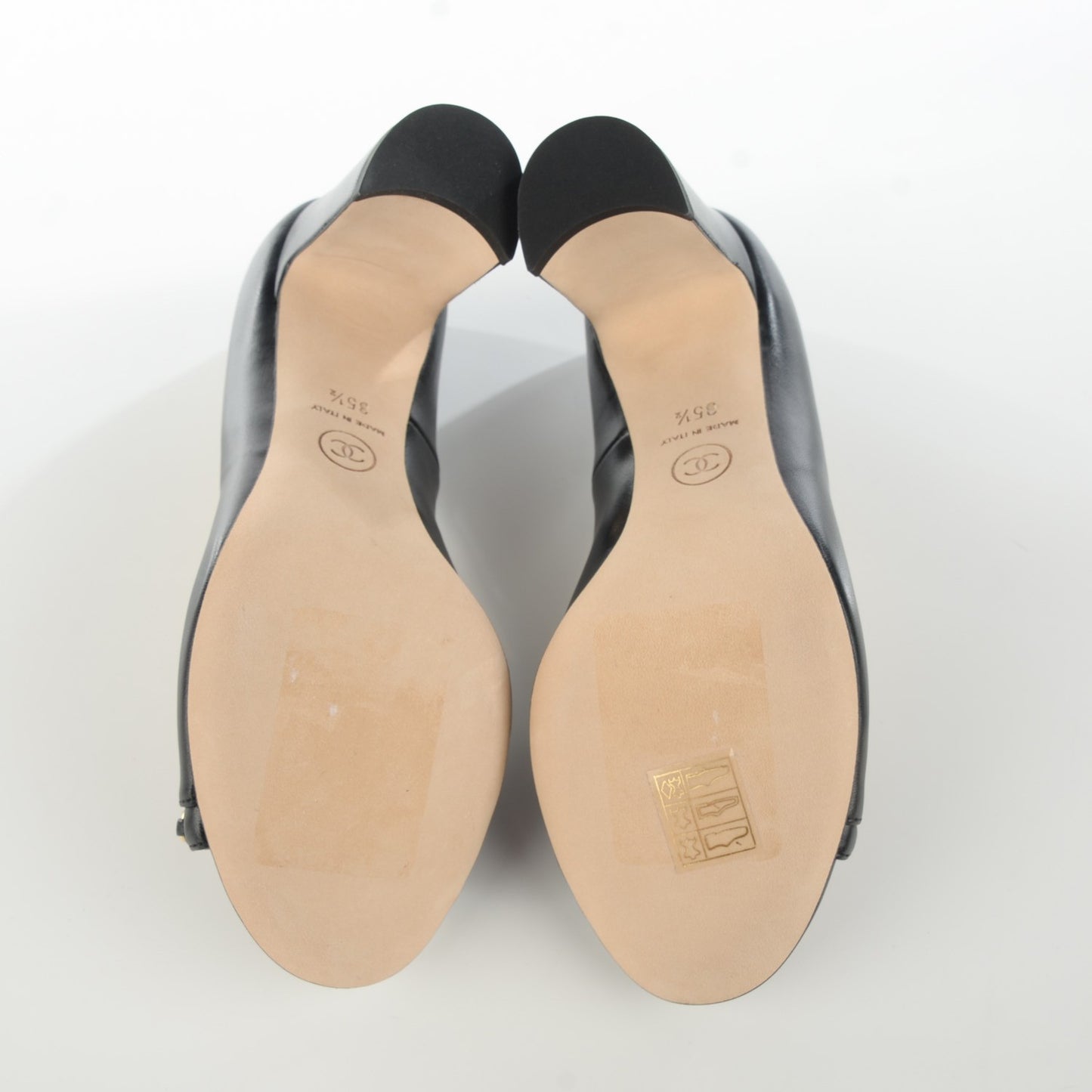 Lambskin Peep Toe CC Pumps 35.5 Black