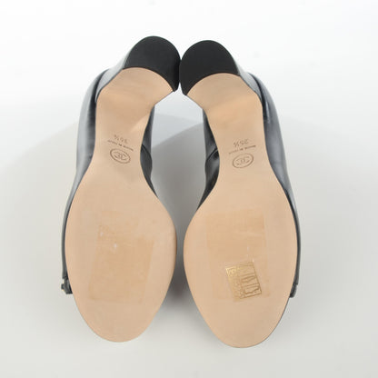 Chanel Lambskin Peep Toe CC Pumps 35.5 Black 5 of 9