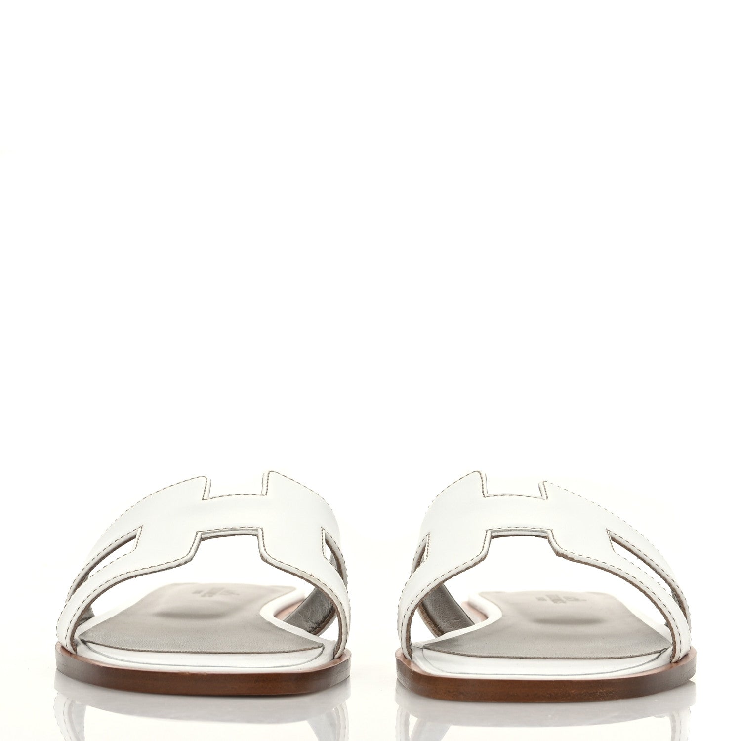 Hermes Box Calfskin Oran Sandals 38 White 2 of 8