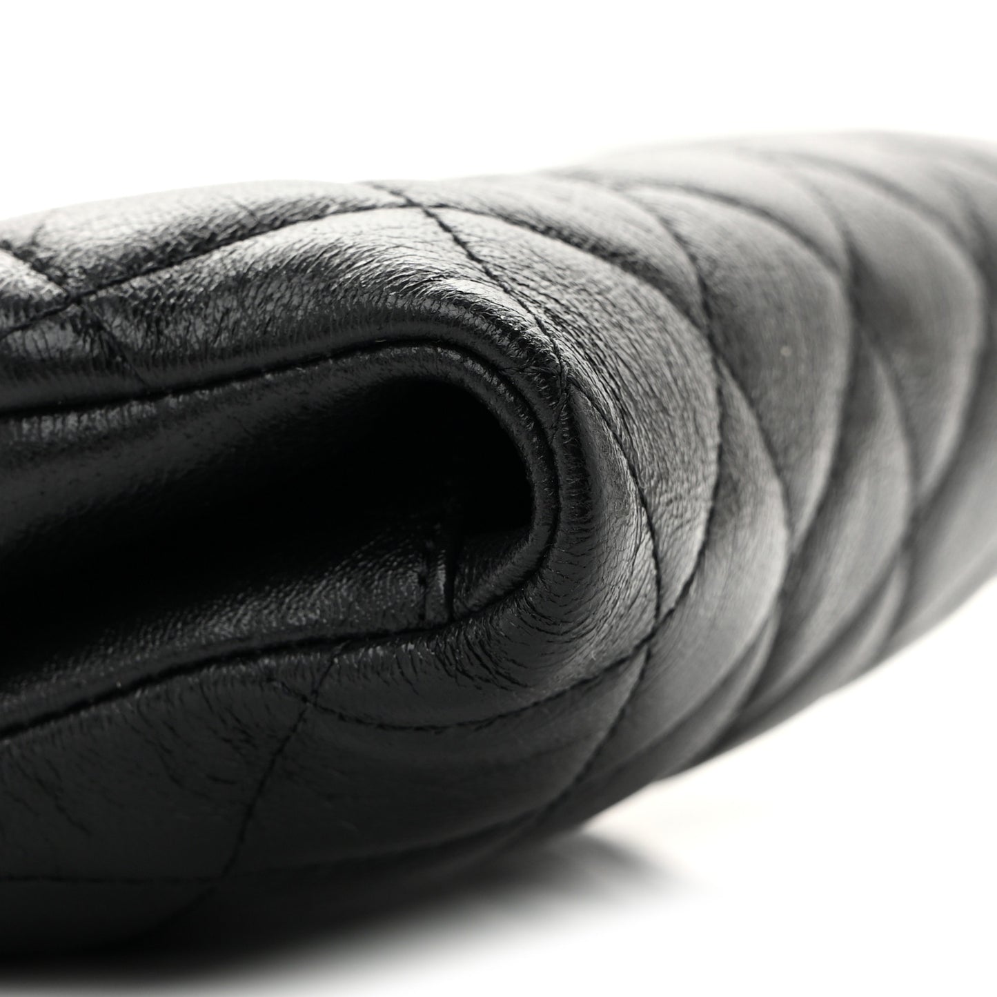 Lambskin Quilted Frame Clutch With Chain Black