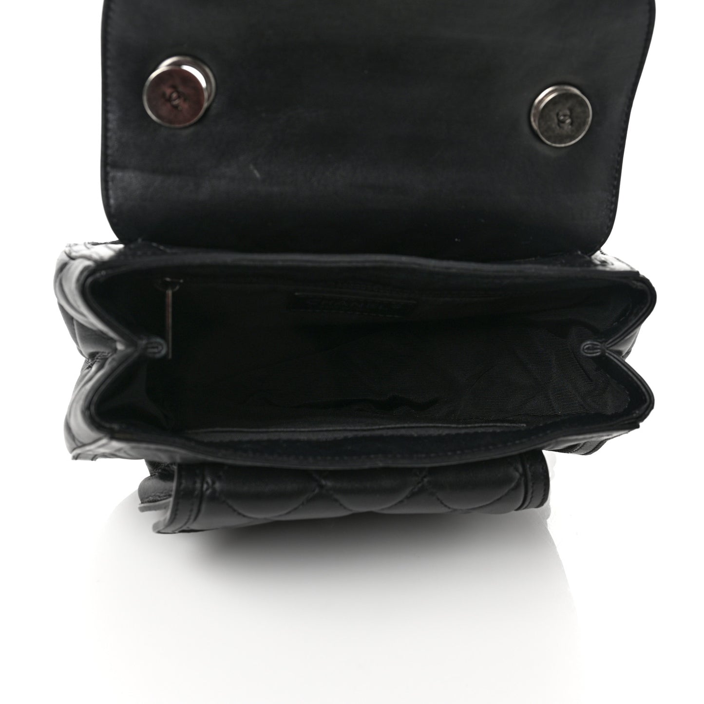 Lambskin Quilted Messenger Flap Black