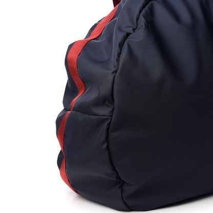Balenciaga Textured Sport Nylon Logo Embroidered M Wheel Gym Bag Bleu Navy Rouge 8 of 9