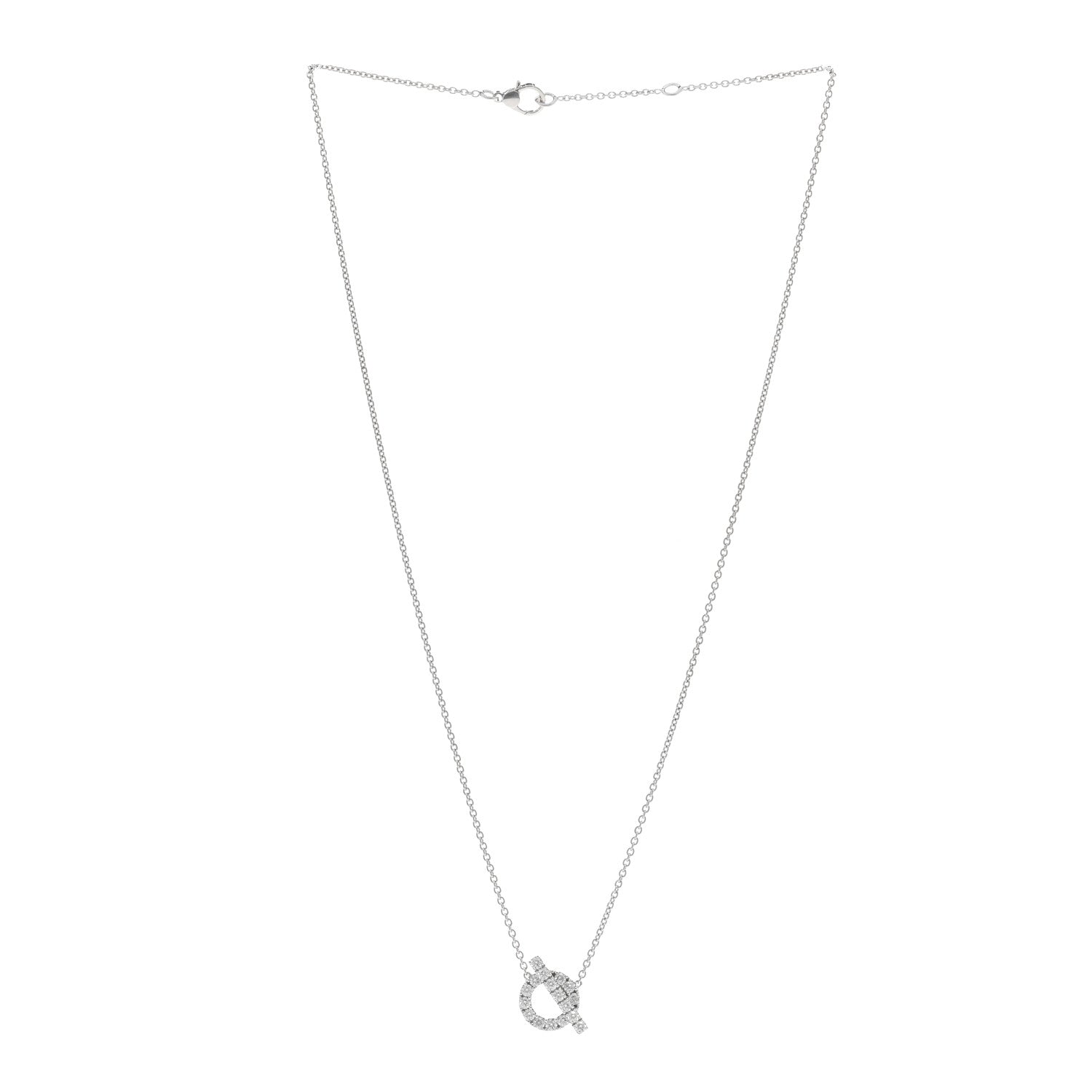 Hermes 18K White Gold Diamond Finesse Pendant Necklace 3 of 5