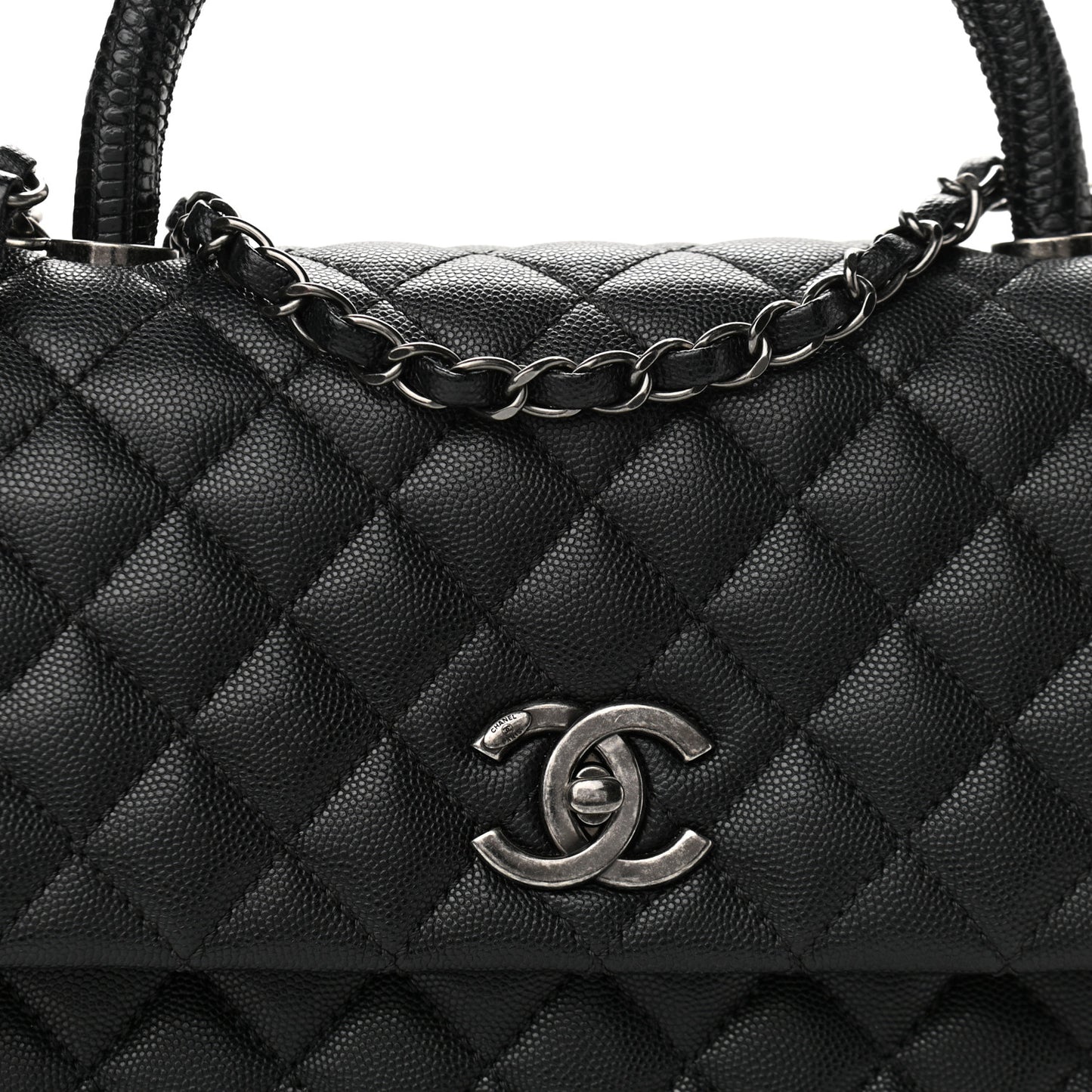 Caviar Quilted Medium Coco Handle Flap Black