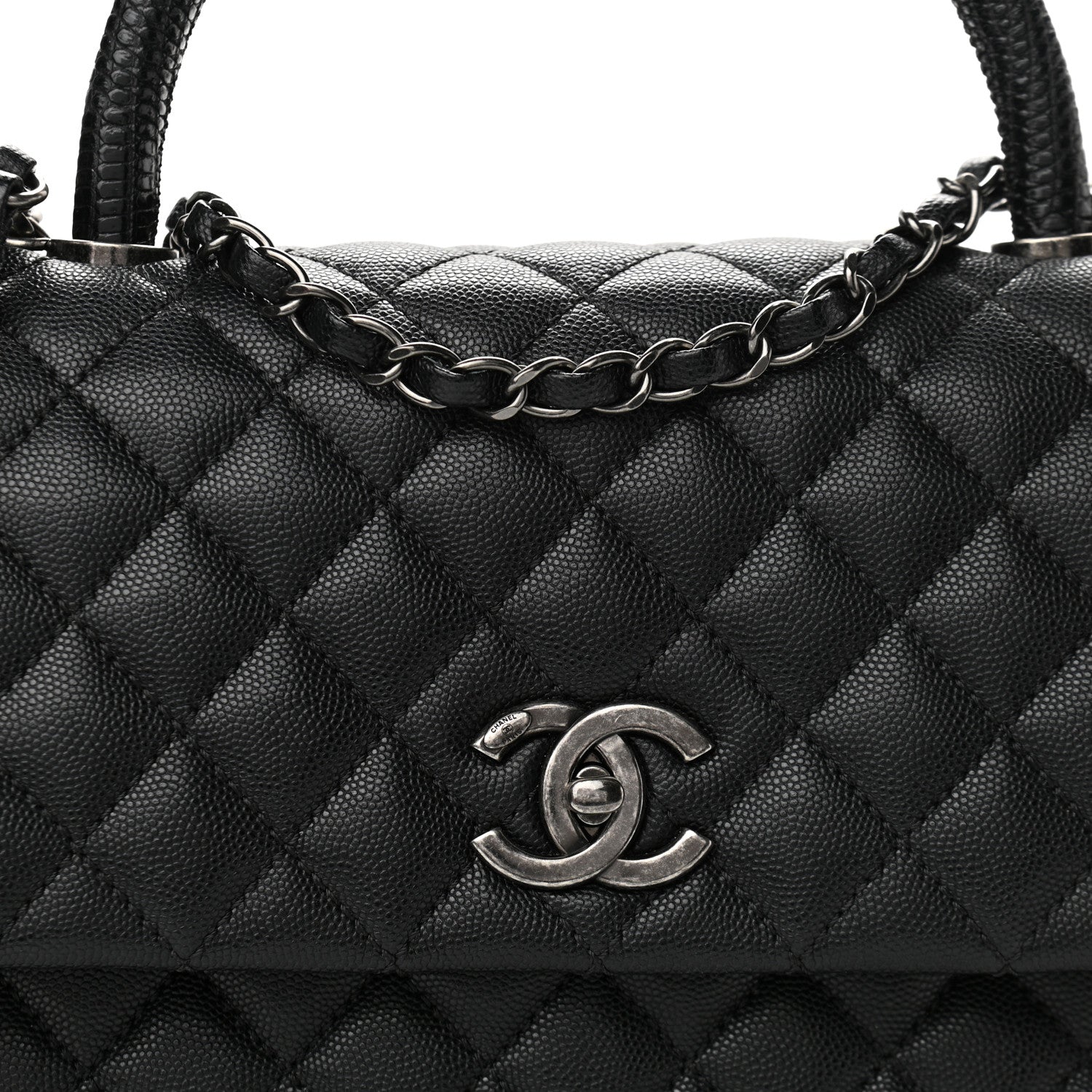 Chanel Caviar Quilted Medium Coco Handle Flap Black 8 of 10