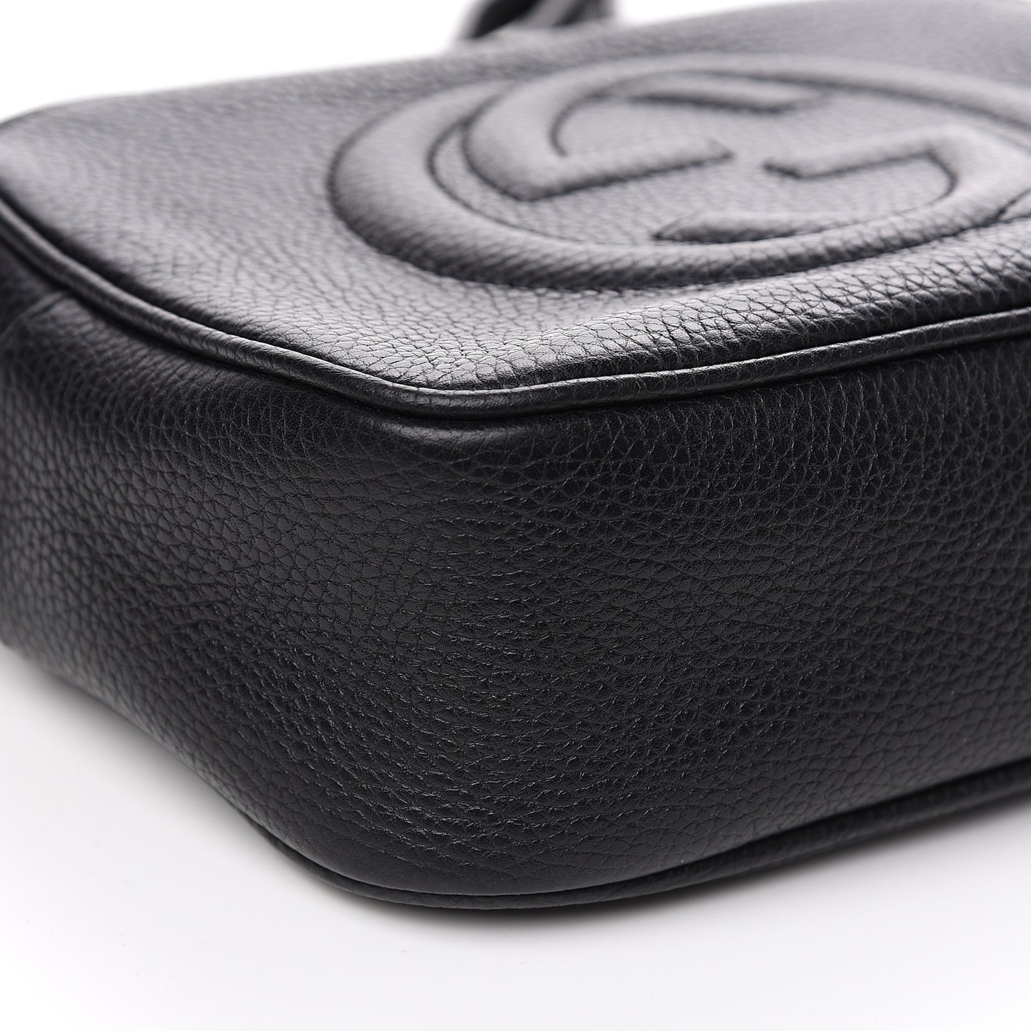 Pebbled Calfskin Small Soho Disco Bag Black