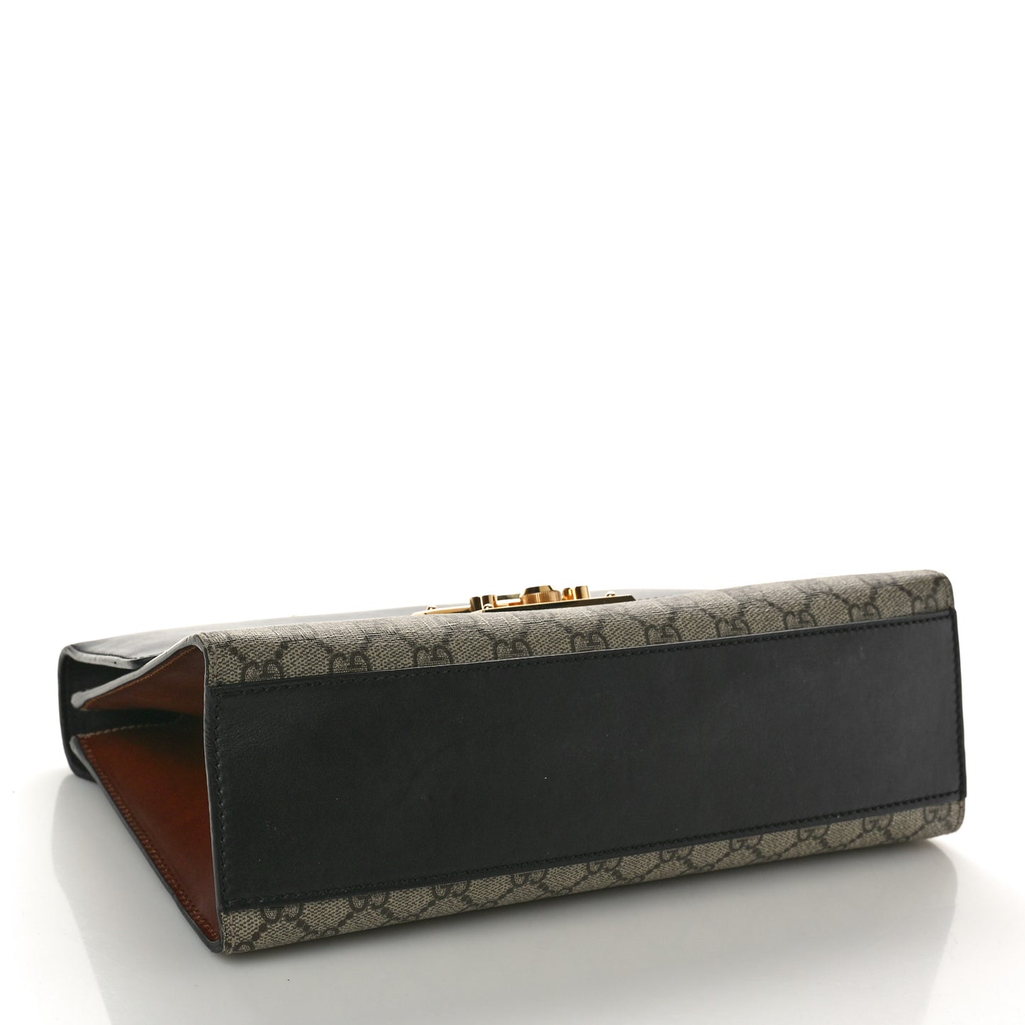 GG Supreme Monogram Calfskin Medium Padlock Shoulder Bag Beige Black Cuir