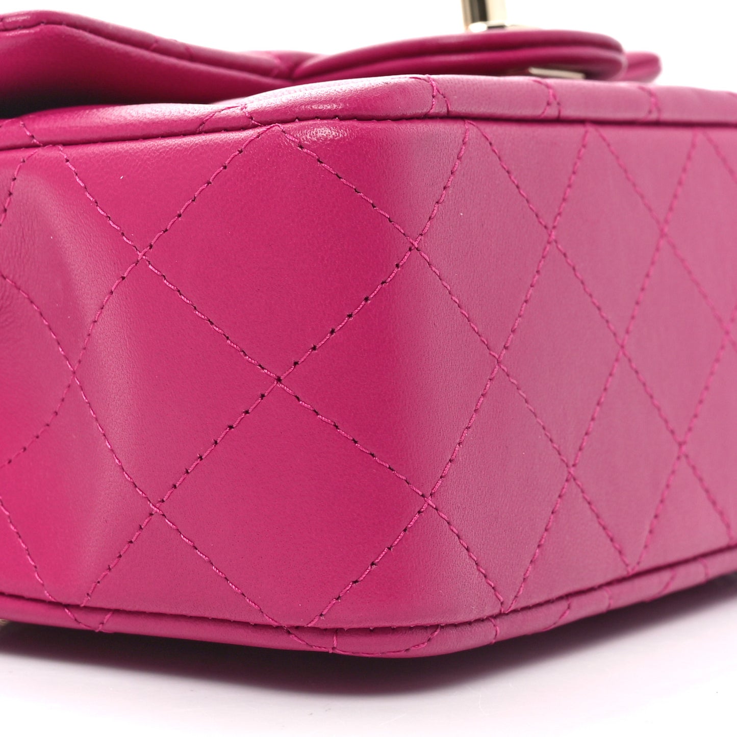 Lambskin Quilted Mini Top Handle Rectangular Flap Fuchsia
