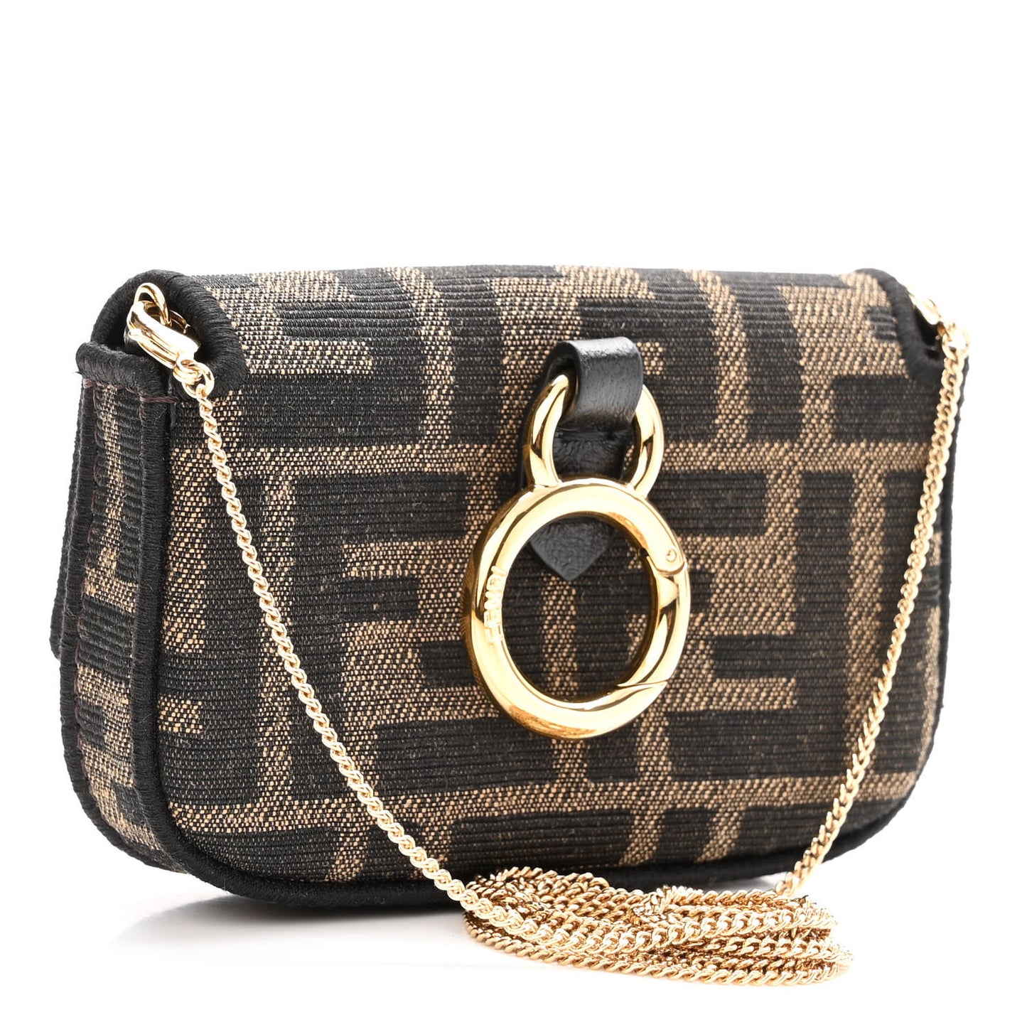 Fabric Jacquard FF 1974 Nano Baguette Charm Tobacco Moro Black