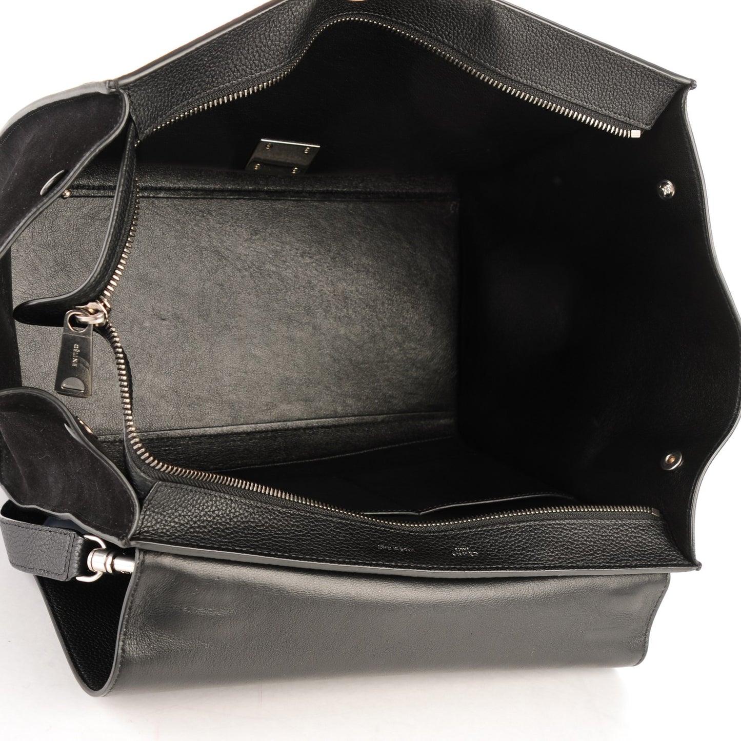 Drummed Calfskin Suede Medium Trapeze Black