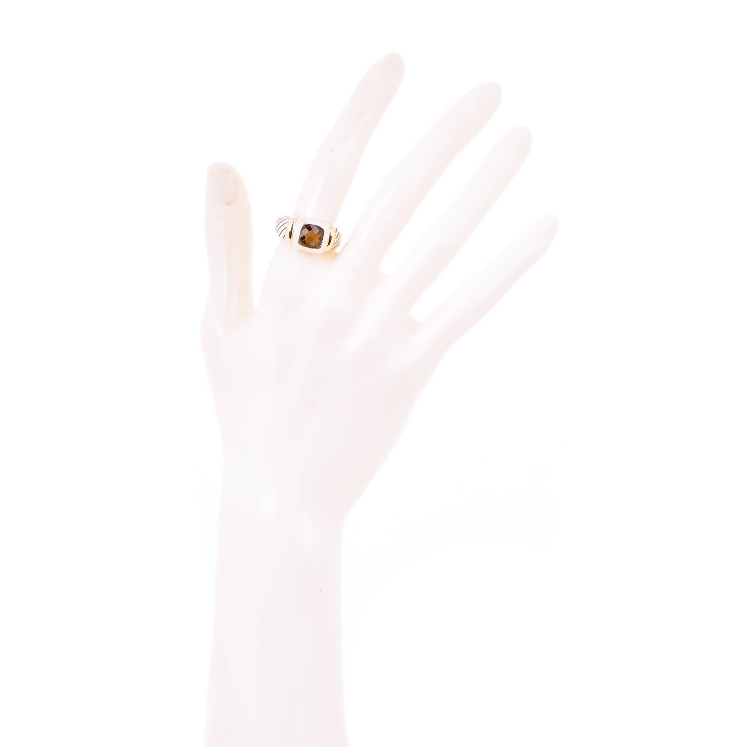 David Yurman Sterling Silver 14K Yellow Gold Citrine 7mm Noblesse Ring 54 7 2 of 4