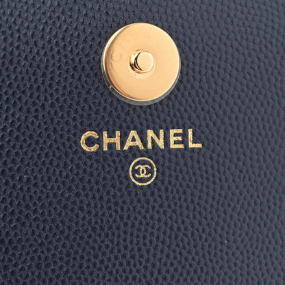 Chanel Caviar Quilted Pocket Twins Clutch With Chain Navy Blue 6 of 11