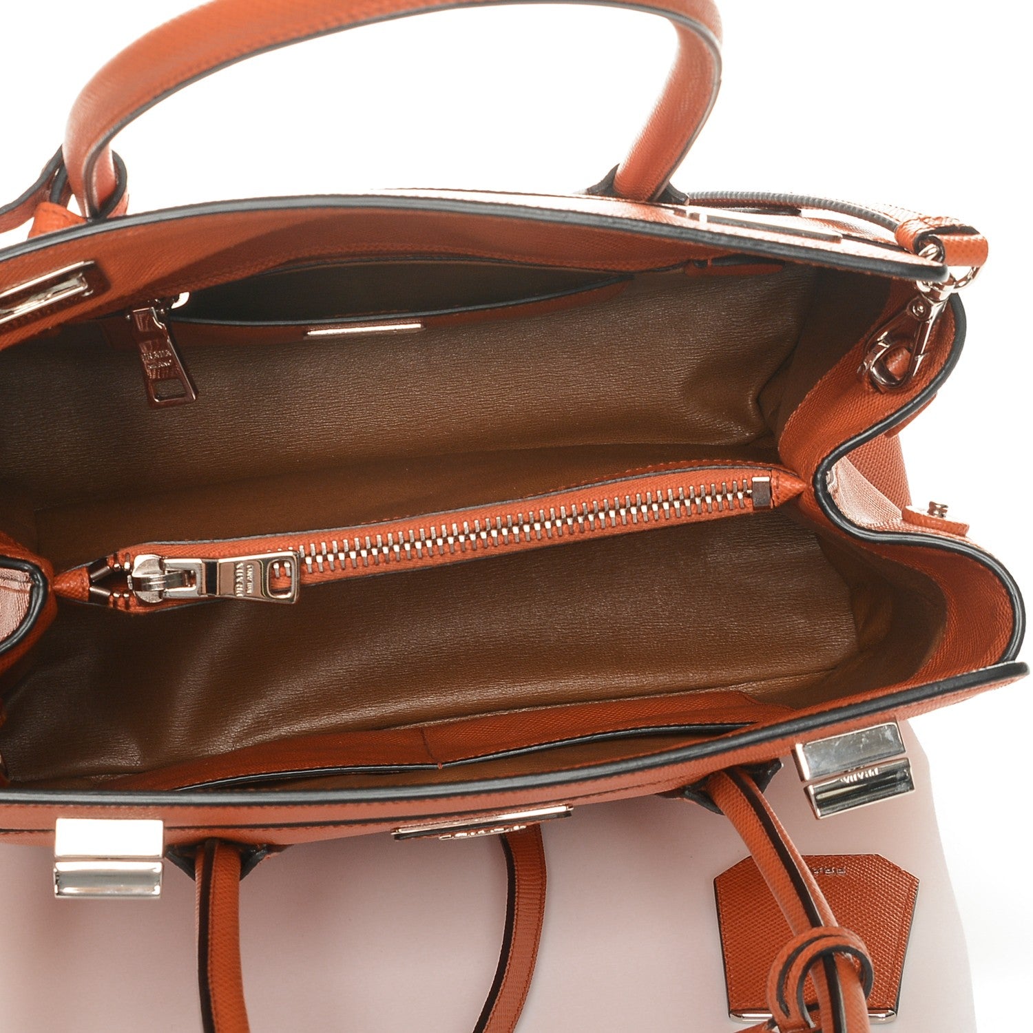 Prada Saffiano Cuir Twin Tote Papaya 5 of 6