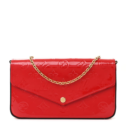 Louis Vuitton Vernis Felicie Pochette Chain Wallet Cherry 1 of 10