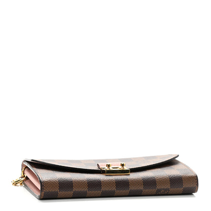 Louis Vuitton Damier Ebene Croisette Chain Wallet Rose Ballerine 4 of 11