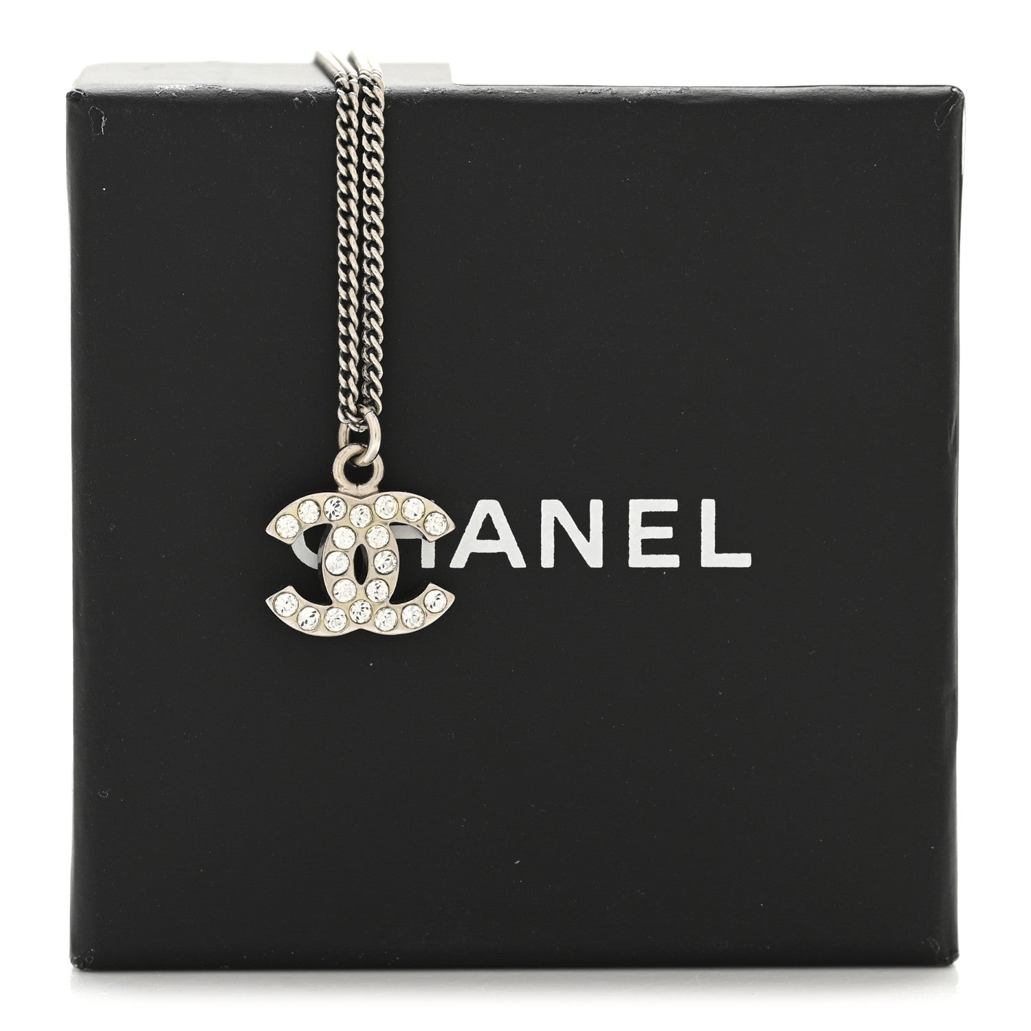 Chanel Crystal Timeless CC Necklace Silver 7 of 7