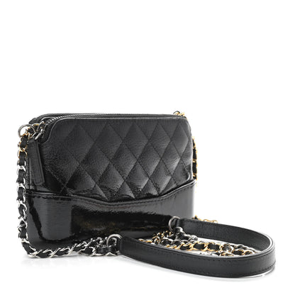Chanel Patent Goatskin Quilted Small Gabrielle Clutch With Chain Black 3 of 10