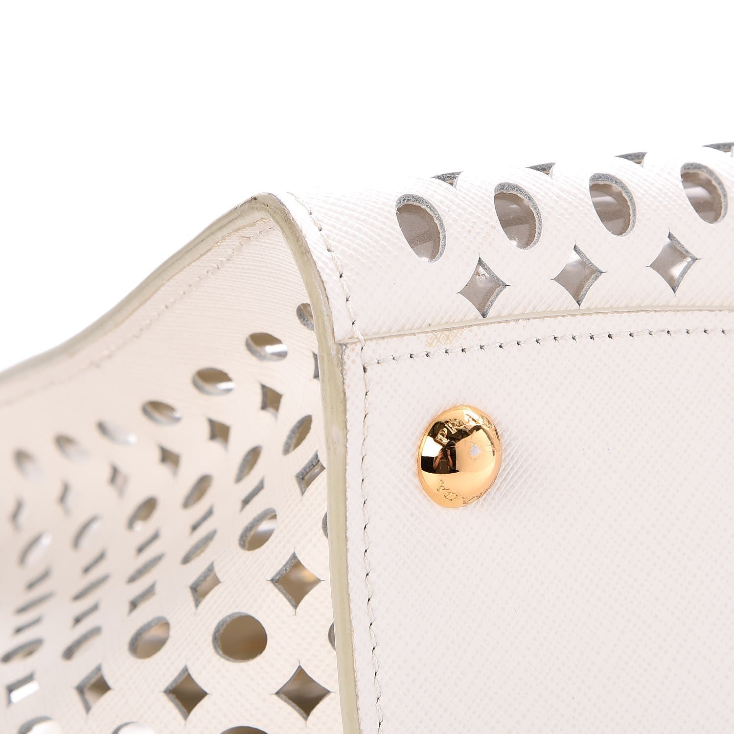 Prada Saffiano Perforated Tote Talco 8 of 14