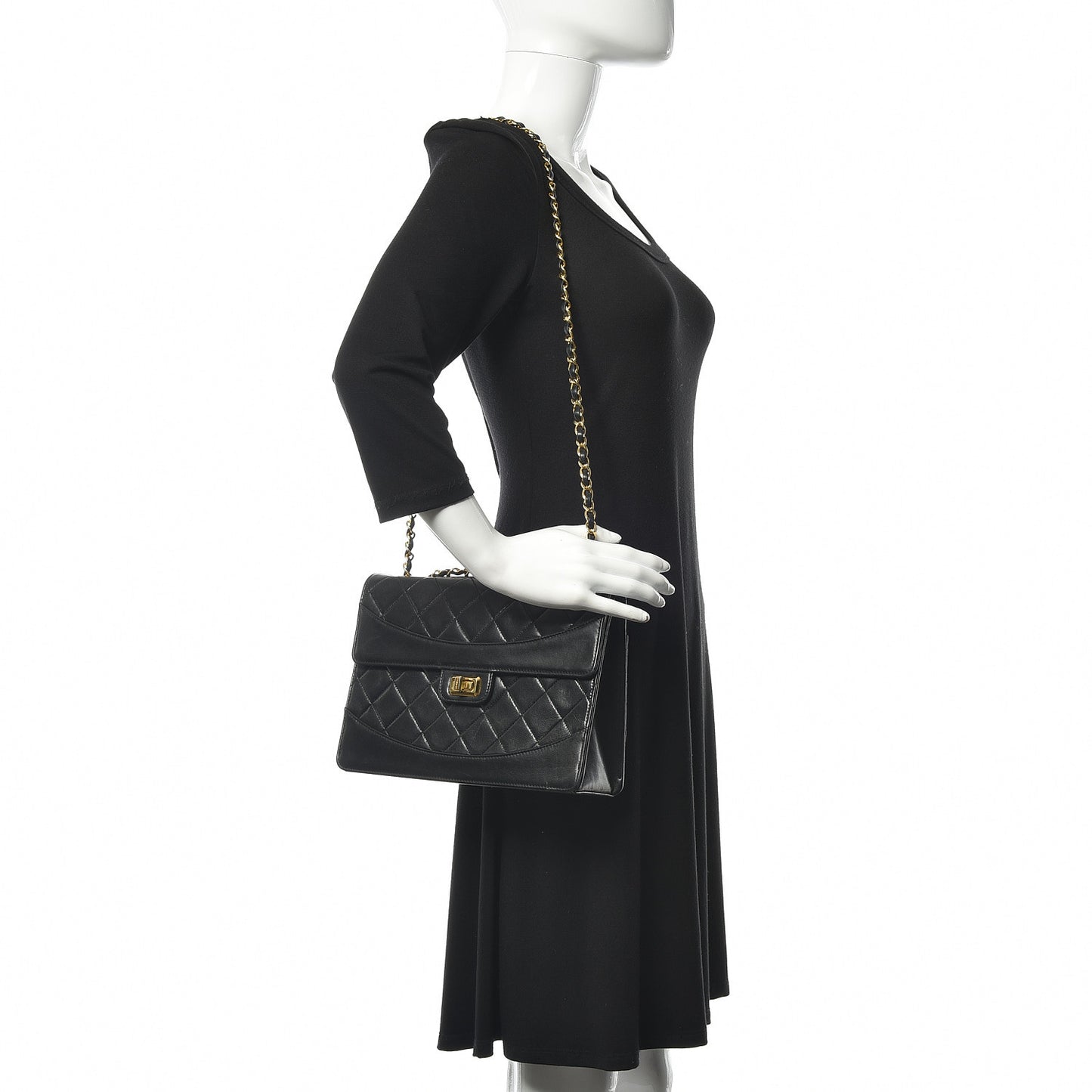 Lambskin Quilted Medium Mademoiselle Single Flap Black