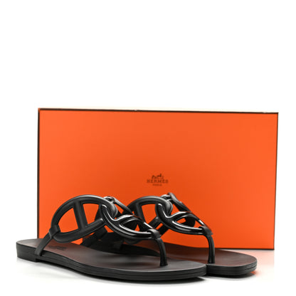 Hermes Rubber Womens Egerie Sandals 36 Black 10 of 10