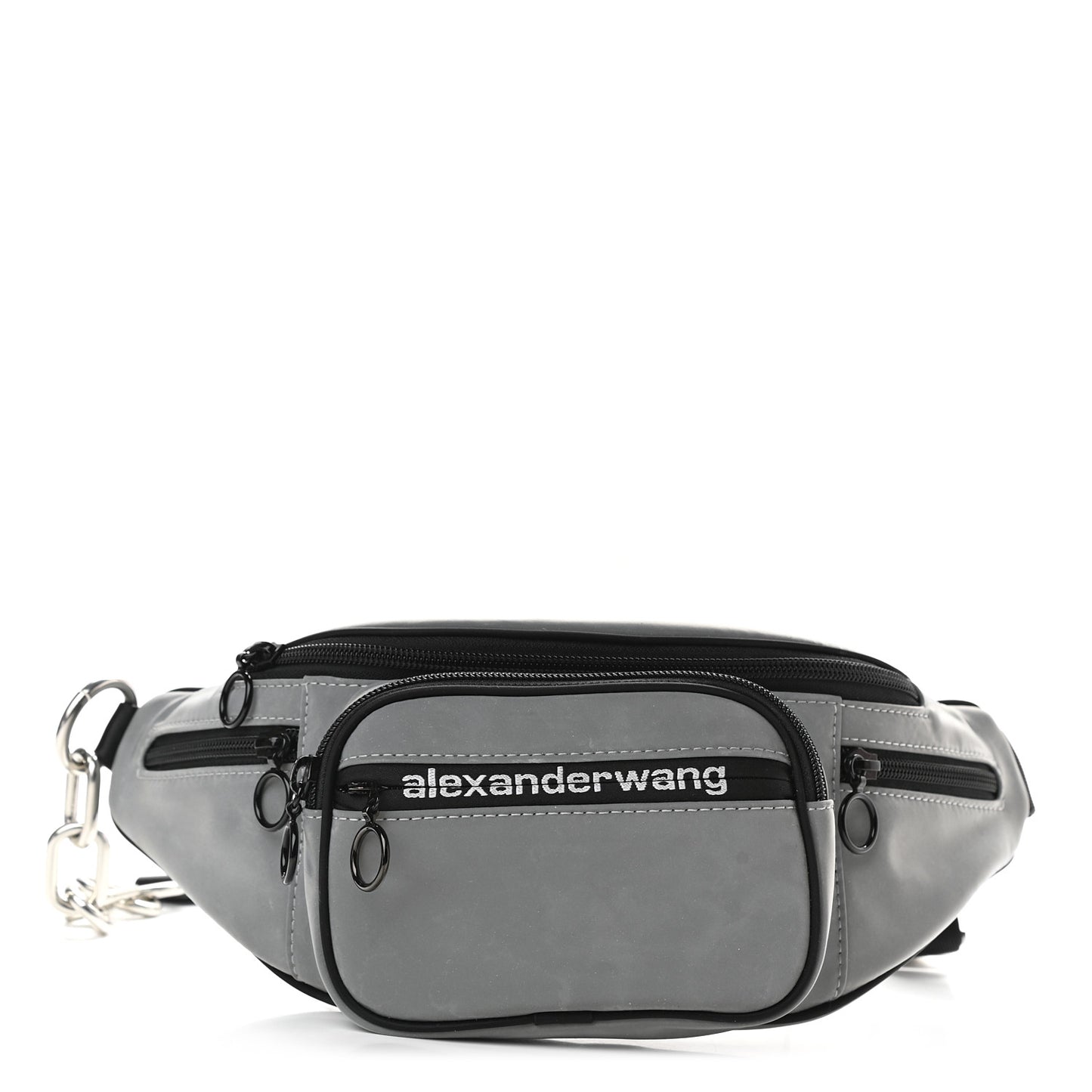 Nylon Logo Printed Attica Belt Bag Reflective Silver