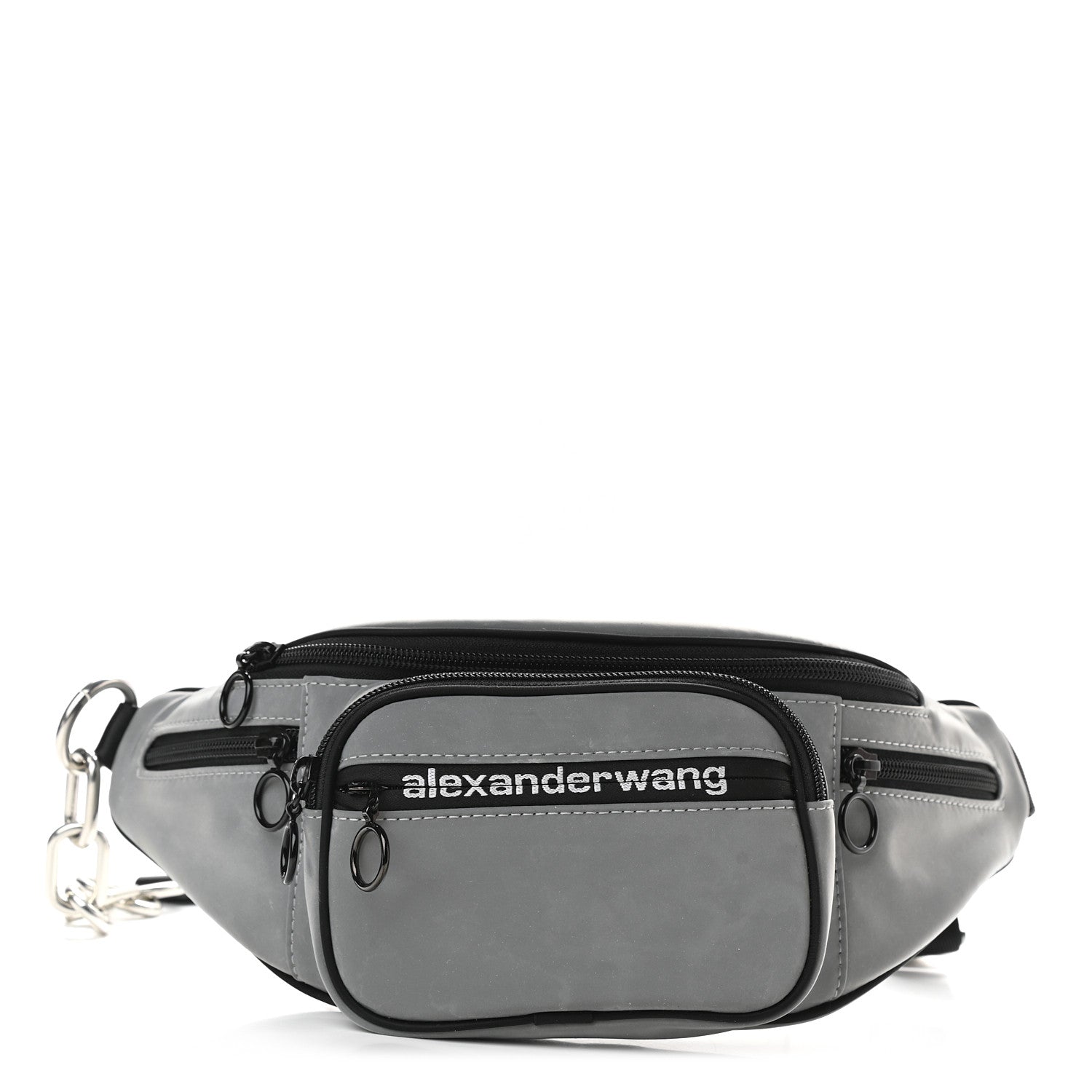 Alexander Wang Nylon Logo Printed Attica Belt Bag Reflective Silver 1 of 8