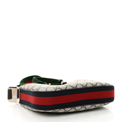 Gucci GG Supreme Monogram Textured Calfskin Web Small Attache Shoulder Bag Beige Blue 4 of 10