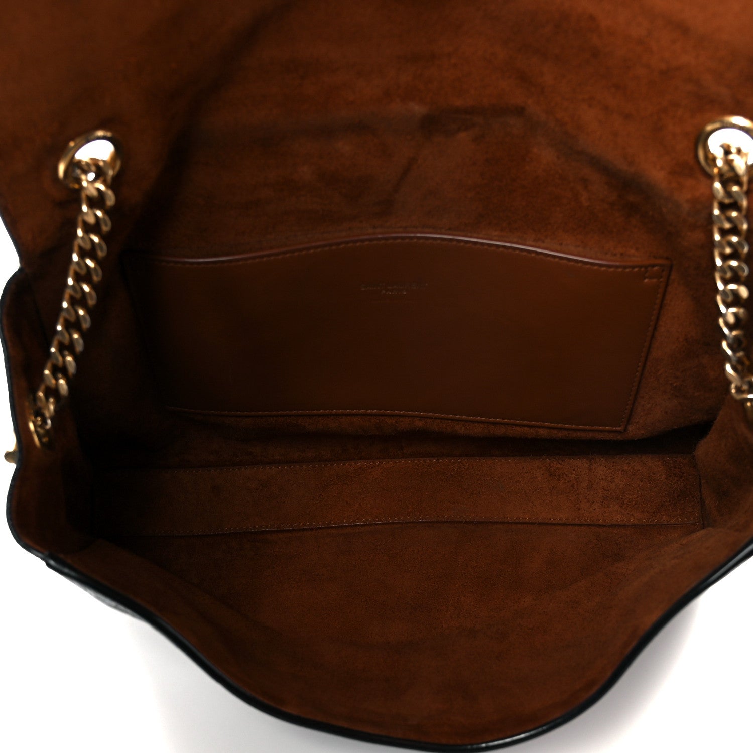 Saint Laurent Calfskin Crocodile Embossed Suede Medium Reversible Monogram Kate Satchel Military Taupe 8 of 17