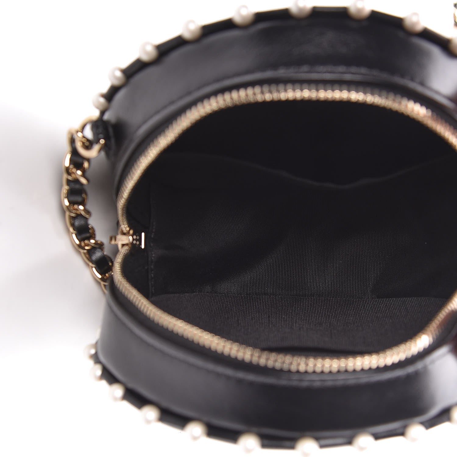 Chanel Calfskin Quilted Pearl Round Clutch With Chain Black 5 of 11
