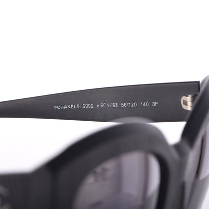 Chanel Tweed Effect CC Polarized Butterfly Signature Sunglasses 5332 Black 6 of 7