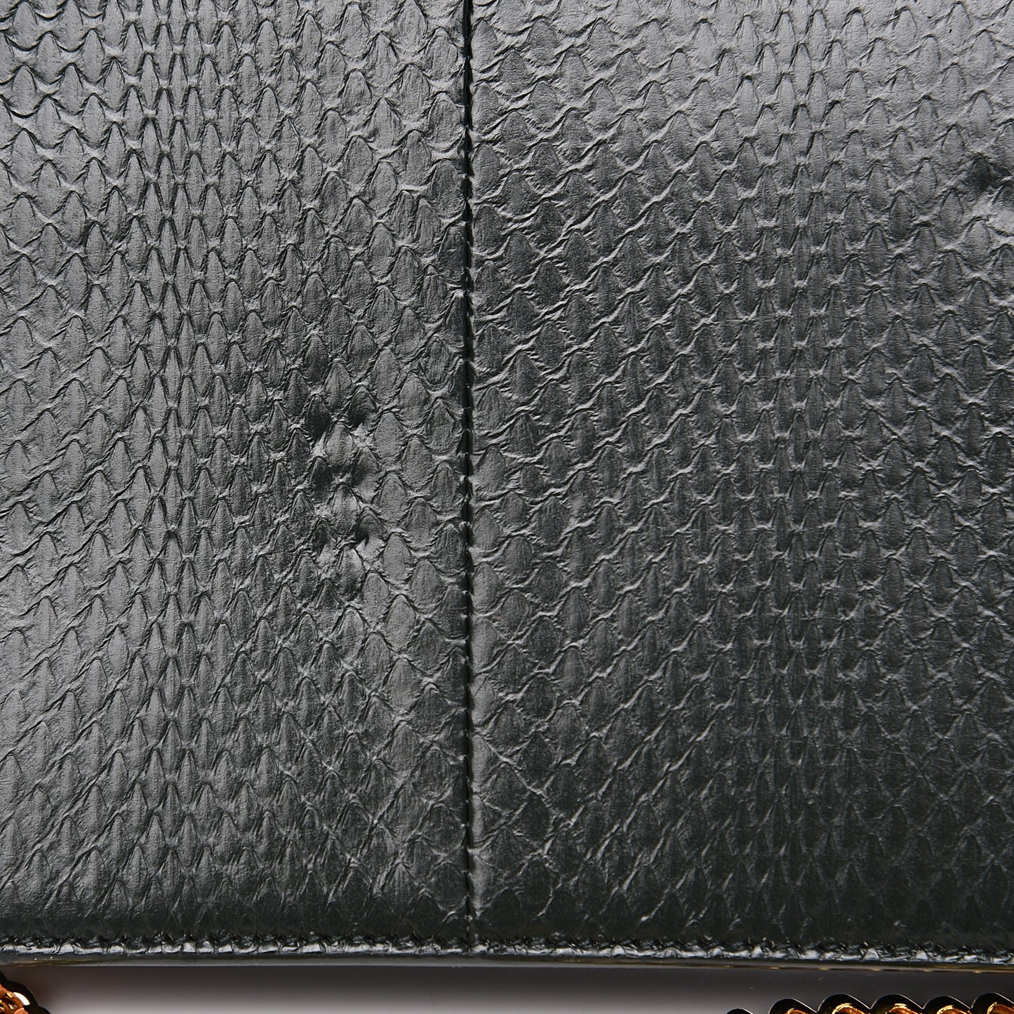 Snakeskin Monogram Envelope Chain Wallet Dark Green