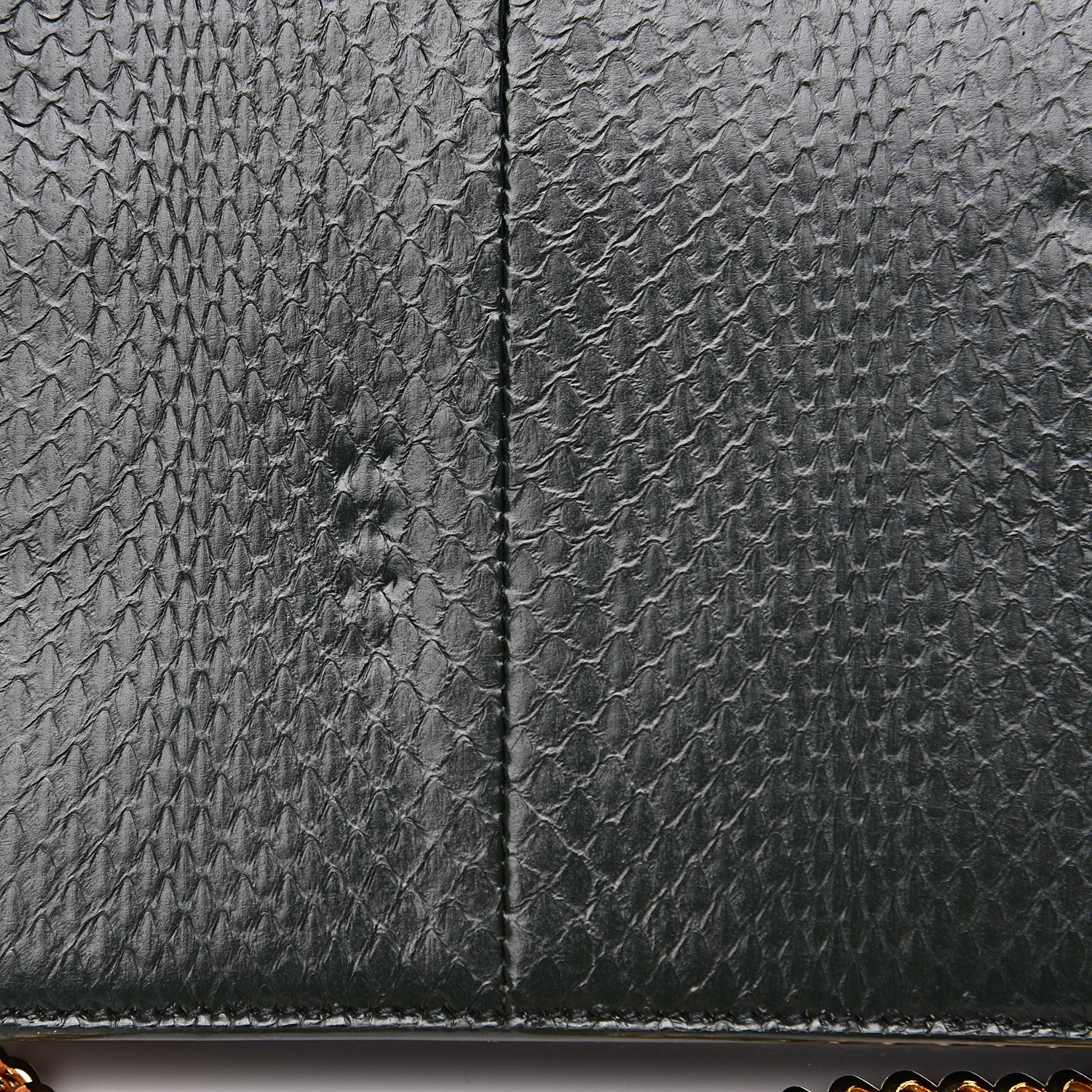 Saint Laurent Snakeskin Monogram Envelope Chain Wallet Dark Green 9 of 13