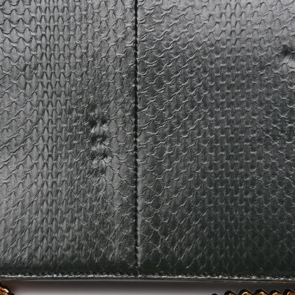 Saint Laurent Snakeskin Monogram Envelope Chain Wallet Dark Green 9 of 13