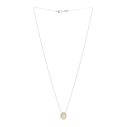 Tiffany Platinum 18K Yellow Gold Fancy Yellow Diamond .52ct Soleste Oval Pendant Necklace 3 of 5