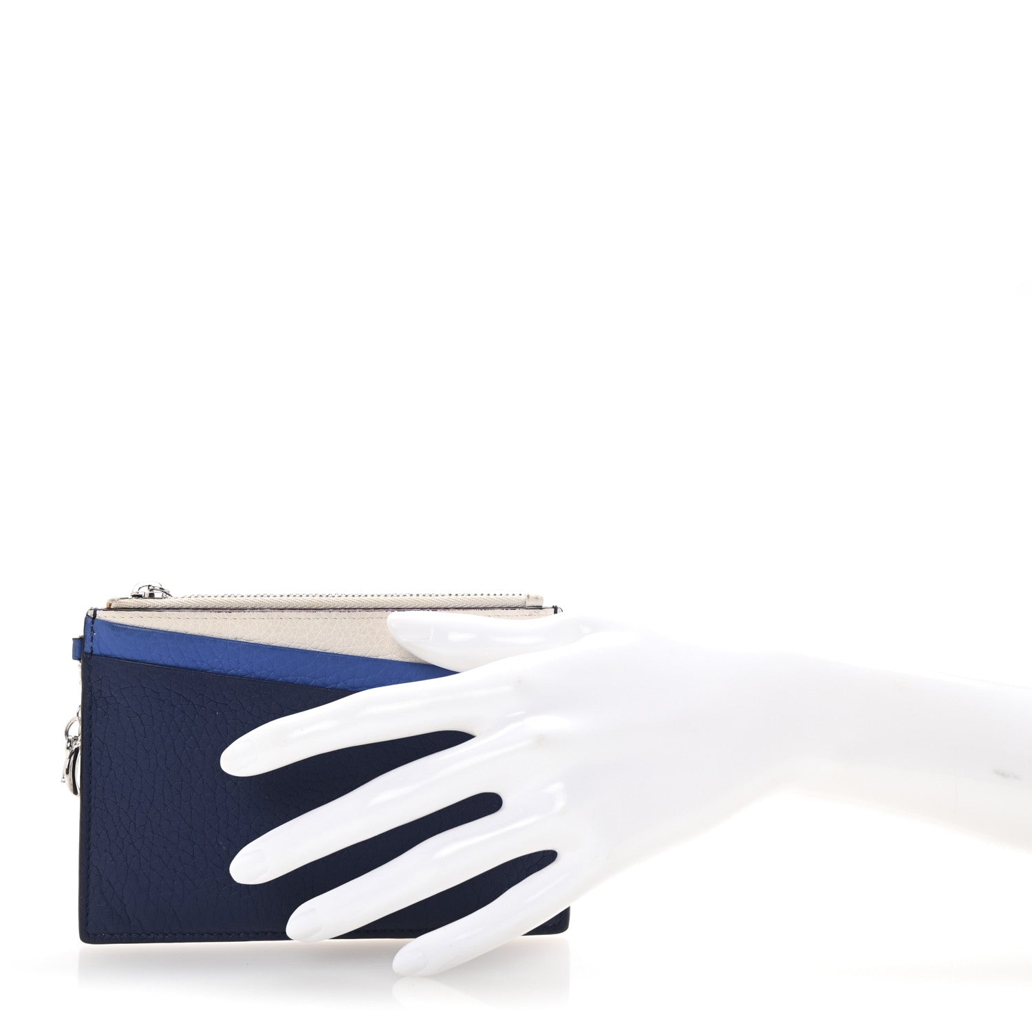 Christian Dior Bullcalf Tri-color Diorissimo Card Holder Navy Blue White 2 of 7