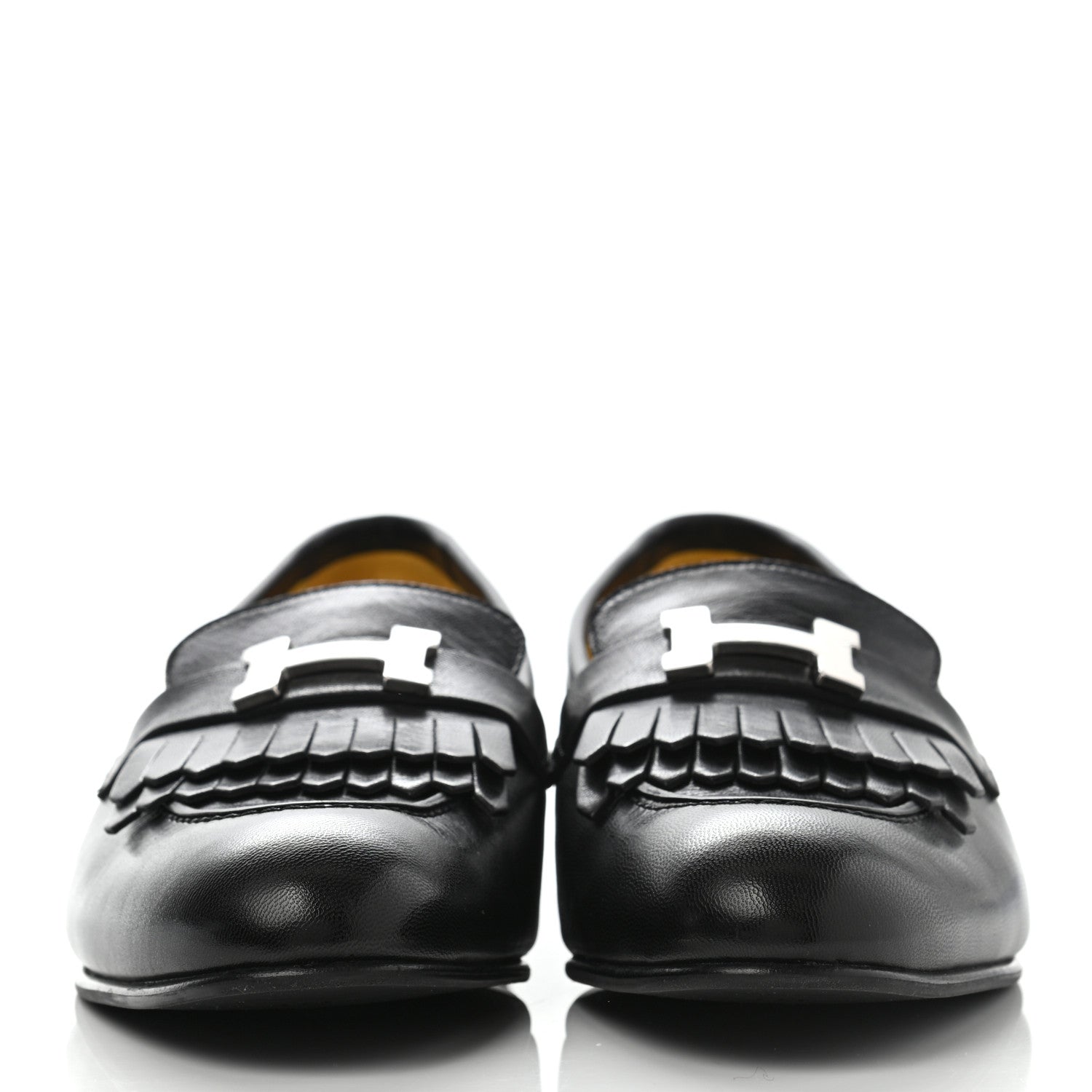 Hermes Goatskin Womens Royal Loafers 41 Black 2 of 8